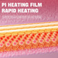 Heating film inside warming belt with orange hex pattern on soft fabric