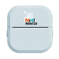 Light blue mini inkless thermal printer front, with black print head slot