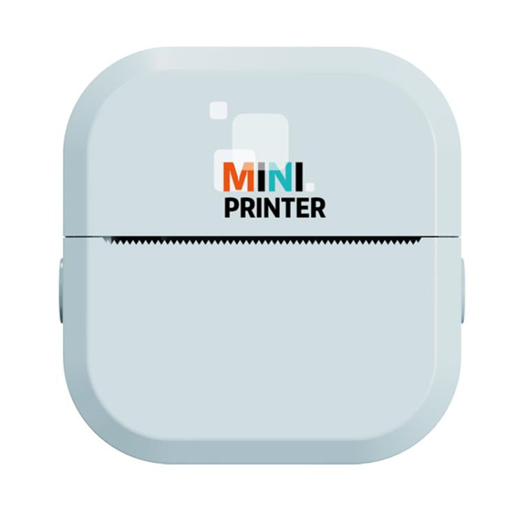 Light blue mini inkless thermal printer front, with black print head slot