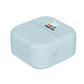 Light blue mini inkless thermal printer, angled top view