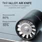 Handheld air blower hair dryer with circular fan grille and metallic gray housing