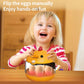 Yellow mini science incubator with clear lid, child holding it with eggs inside