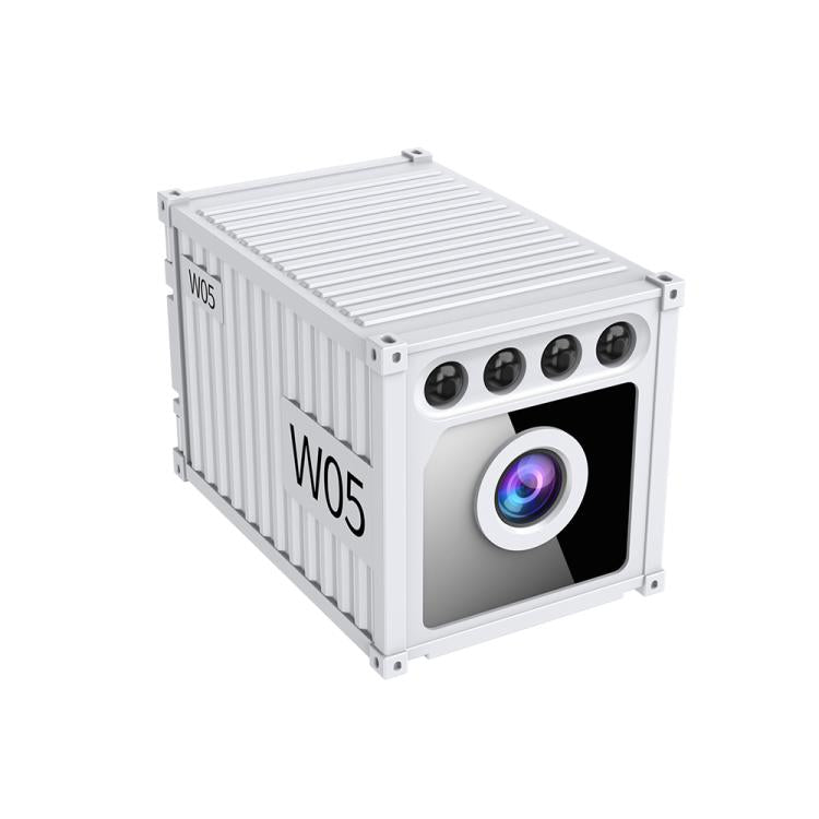White mini wireless HD camera with quad LEDs and front lens window