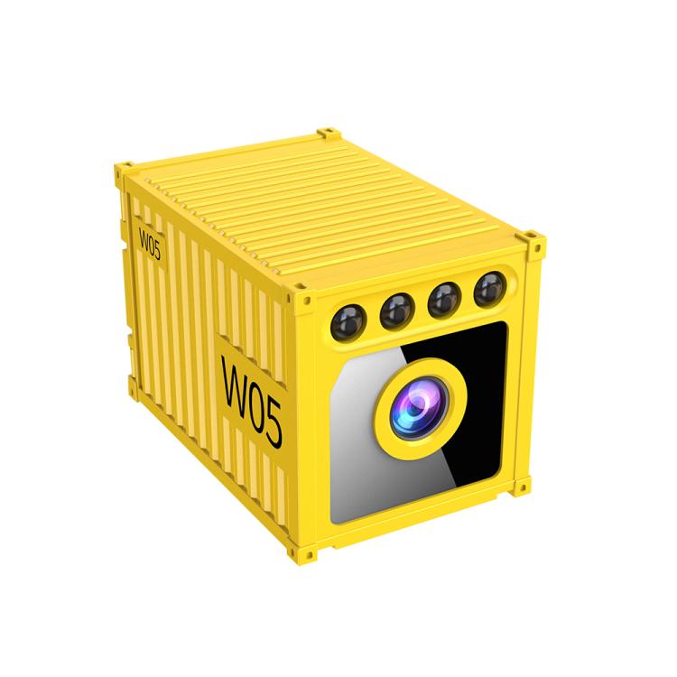 Yellow mini wireless HD camera with quad LEDs and front lens window