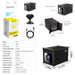 Black mini wireless security camera diagram with stand, cable, and user manual