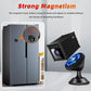 Black mini wireless security camera with magnetic base and mounting hardware