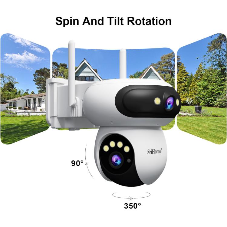 Outdoor dual-lens WiFi security camera mounted on a bracket with two antennas