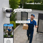 Outdoor wireless auto-tracking security camera with dual lens and two antennas, wall-mounted