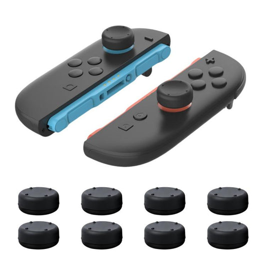 8-piece black silicone thumbstick caps with textured domes for game controllers