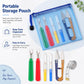 DIY seam ripper kit with blue storage pouch holding colored seam rippers and thread snips