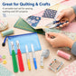 DIY seam ripper kit and thread snips being used on fabric, with storage pouch nearby