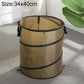 Light coffee foldable camping bucket, small 34x40cm, round shape with side straps