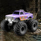 Purple amphibious 4WD RC monster truck with large off-road wheels and roof lights.