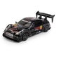 Black remote control drift car with rear spoiler and red detailing
