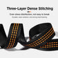 Black loop strap with reinforced stitching and orange thread accents