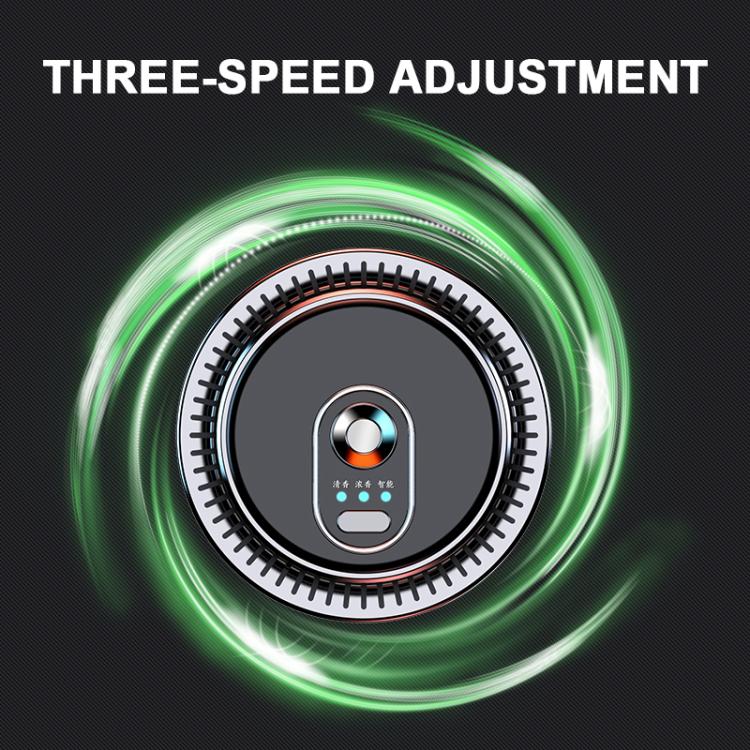 Car aroma diffuser with glowing green circular control ring illustration