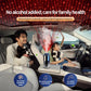 Car aroma diffuser in vehicle cabin with mist plume rising above the unit