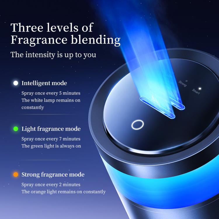 Car air freshener diffuser top nozzle releasing blue vapor mist