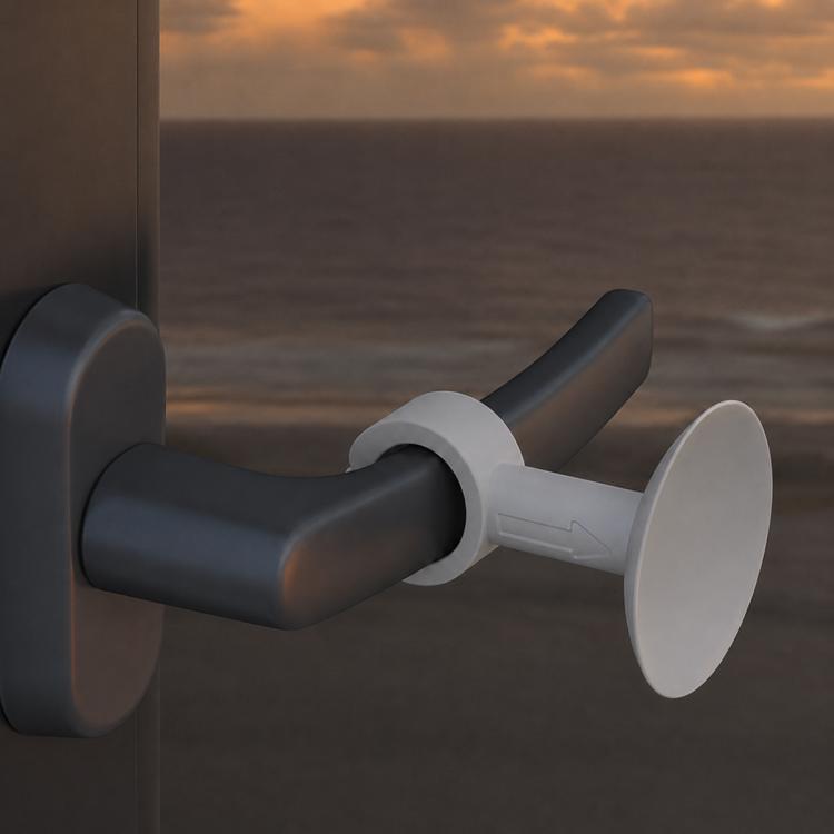 Silicone suction door handle protector with white anti-collision pad on handle