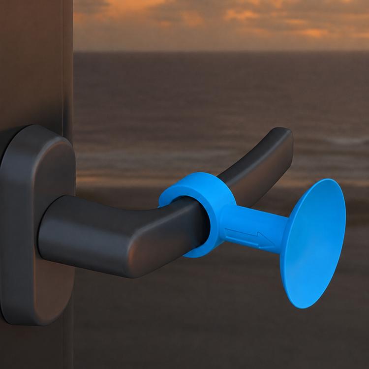 Silicone suction door handle protector with blue anti-collision pad on handle