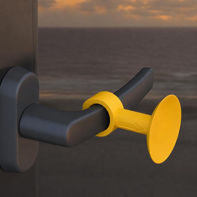 Silicone suction door handle protector with yellow anti-collision pad on handle