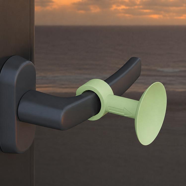 Silicone suction door handle protector with green anti-collision pad on handle