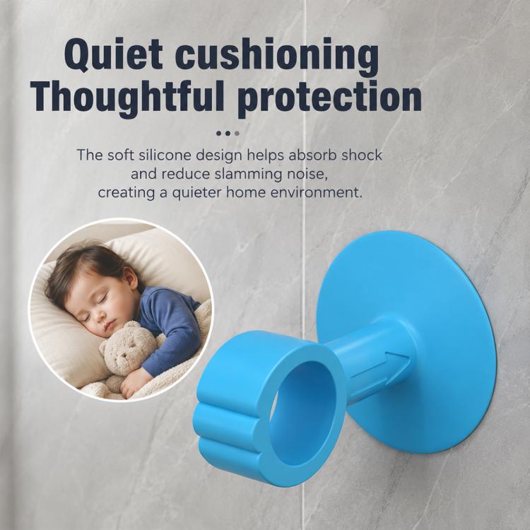 Blue silicone door handle suction pad with cushioned bumper
