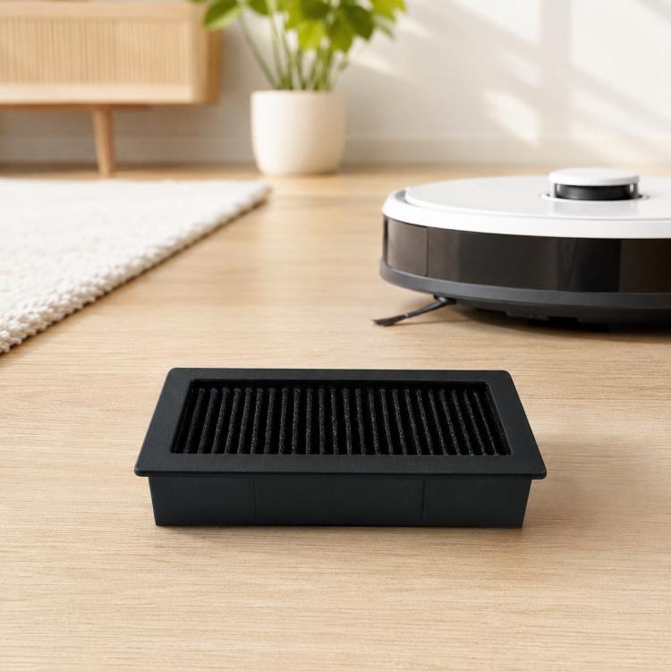 Robot vacuum main brush replacement with black bristle rows in rectangular base