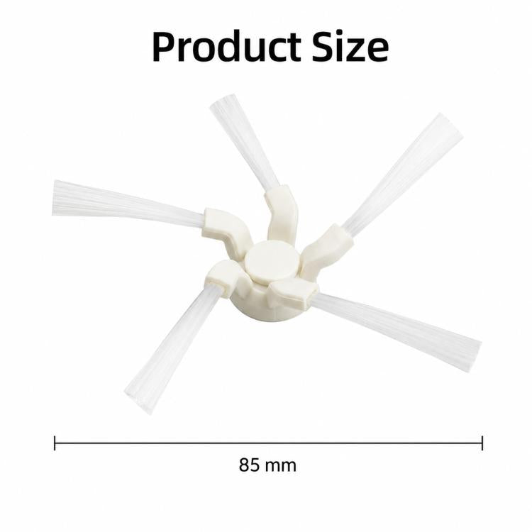 Triangular side brush assembly, 85 mm width with white bristles and hub