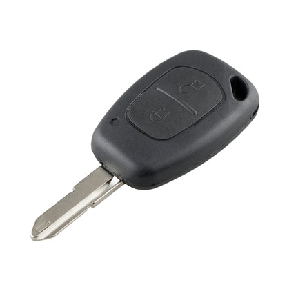 Black 2-button car remote key fob with metal key blade