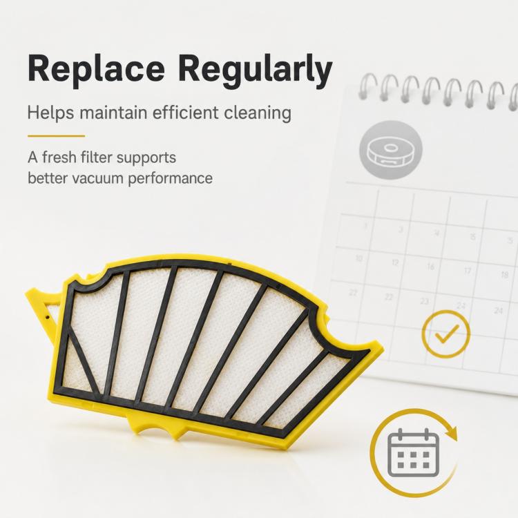 Replacement filter for regular swapping, with check and calendar indicators