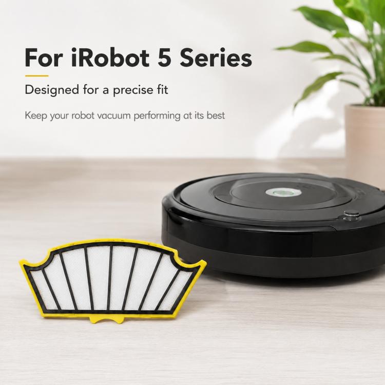 Replacement filter for robot vacuum, pleated white media with yellow frame