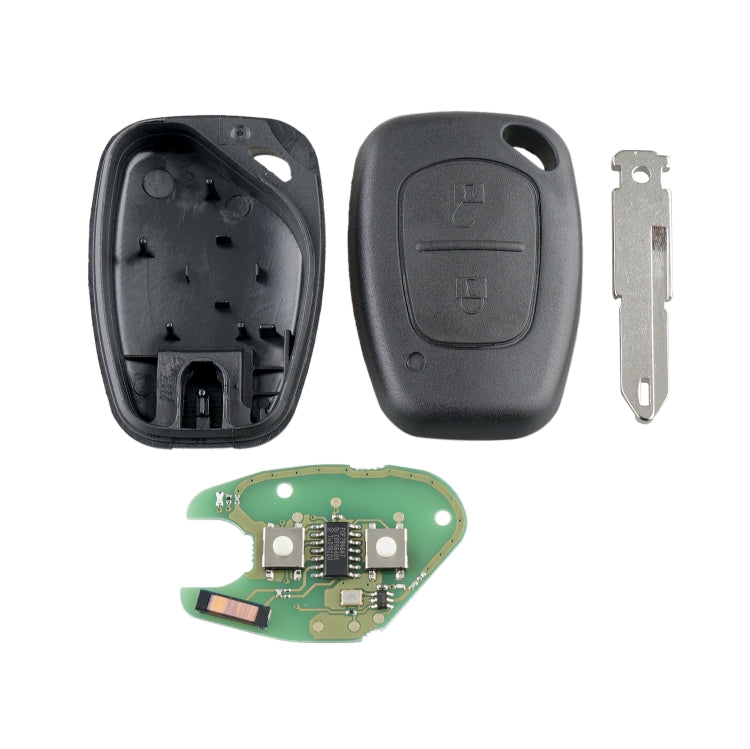 Car remote key fob set with open shell, PCB, and metal key blade