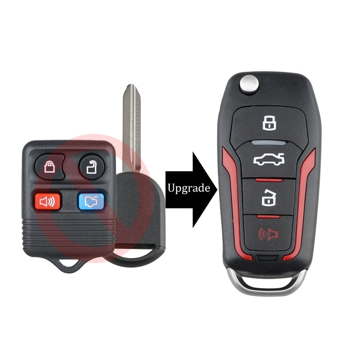 Black folding key fob and spare key shown side-by-side