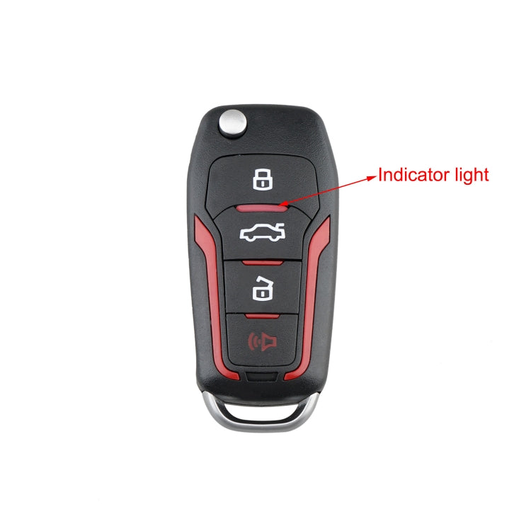 Black 4-button folding key fob with indicator light on back panel