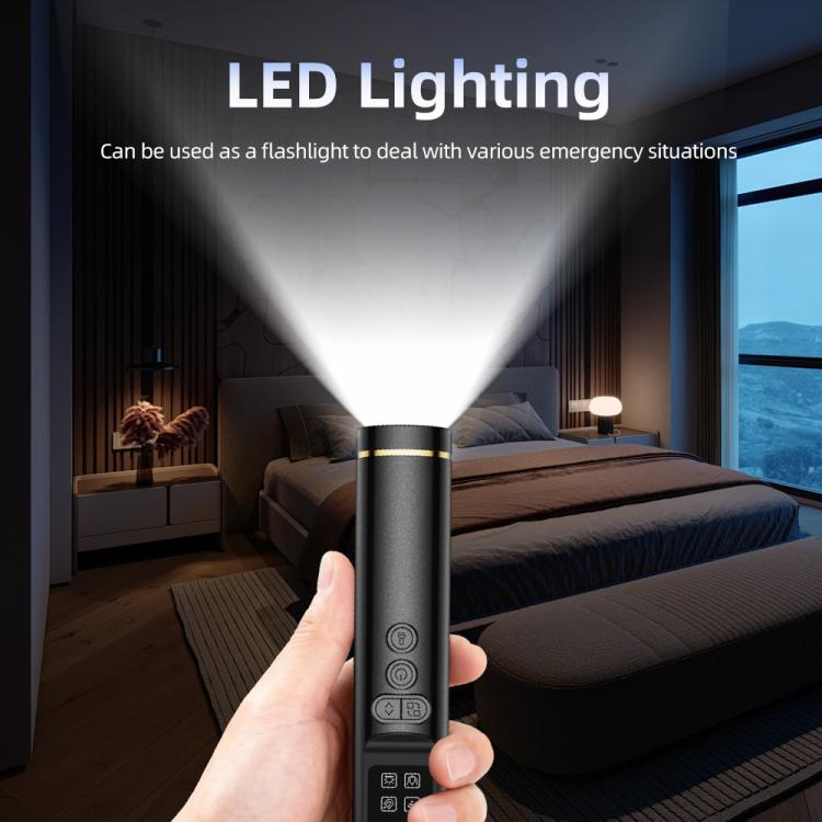 Black hidden camera detector with built-in flashlight beam and button control panel