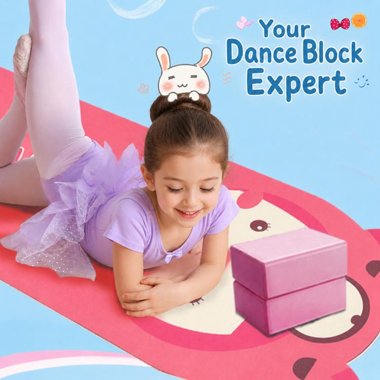 Pink yoga block used for leg stretching during yoga
