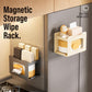 Gun metal magnetic wipe rack with open front storage for tissues and wipes