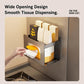 Magnetic wall tissue holder with wide opening and wipes being pulled out