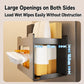 Milky white magnetic tissue storage holder with side access for wipes and tissues