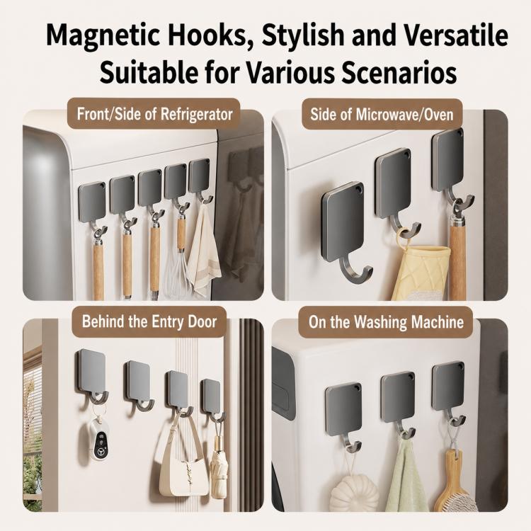 Magnetic metal round wall hook set with keys and towel clips, multiple pieces