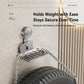 Wall-mounted suction cup soap holder with silver-gray metal drain tray and loop base
