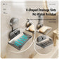 Wall-mounted suction cup soap holder with V-shaped drainage slots metal tray