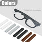 Soft silicone eyeglass ear pads, color options shown in white, black, gray, and brown.