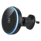 Circular magnetic wireless charging phone holder with blue accent ring and vent clip