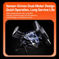 Black auto-clamping wireless charger mount with dual-motor rotating mechanism