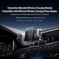 Black adjustable car wireless charger mount with coil module and clamp arms