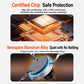 Wireless magnetic phone holder with rotating aluminum-style housing and blue charging ring