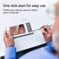 Smart visual otoscope with 4.3 inch screen and metal ear-pick tweezers, held in hands.