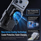Cooling wireless car charger holder showing rear turbine fan and controller details